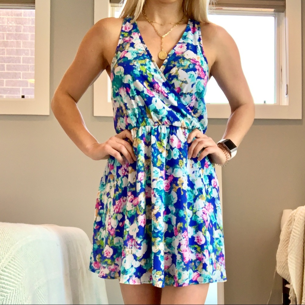 Lush royal blue floral dress